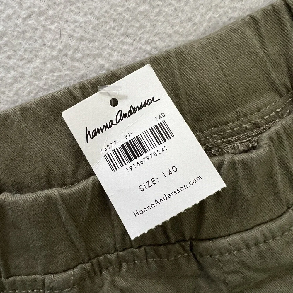 NWT Hanna Andersson Girl Utility Cotton Stretch Pants Expedition Green 140 US 12